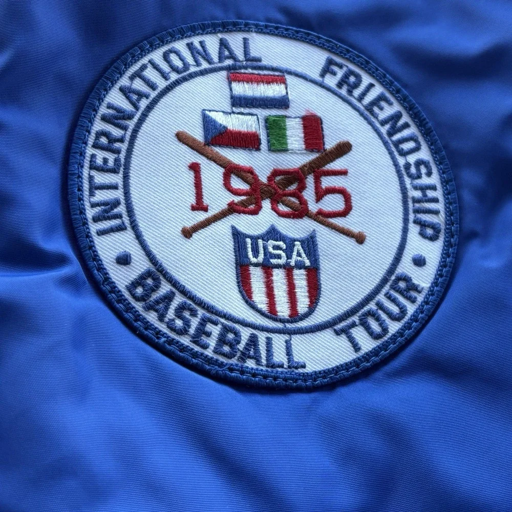 Vintage 1985 Dunbrooke Pla-Jac International‎ Friendship Baseball Tour Jacket Lg